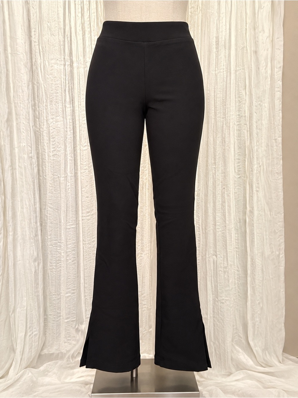 Forever 21 Black High-Rise Flare Pants with Side Slits
